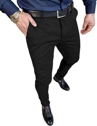 Plepan Men's Slim Fit Stretch Dress Pants نحيل مدبب سراويل مع الخصر القابل للتوسيع in Kuwait