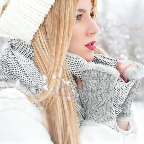 Women Arm Warmers, Winter Knitted Wrist Warmers Fluffy Lined Fingerless Mitten Gloves for Women Girls Cold Weather in Kuwait