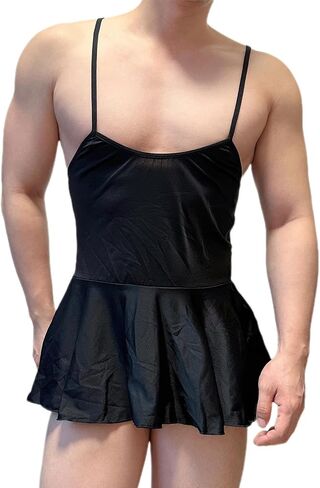 Abafip Men's Mini Mini Dress Frick Spaghetti Scoop U Neck Backless Nightwear Sissy Lingerie Nightdress in Kuwait