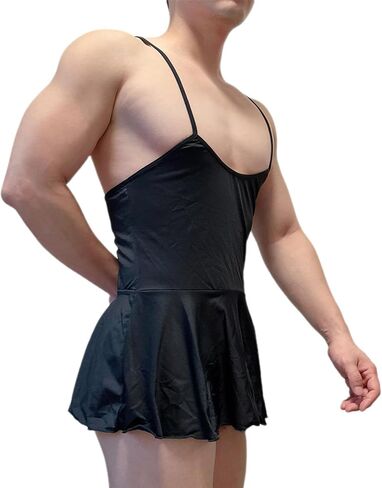 Abafip Men's Mini Mini Dress Frick Spaghetti Scoop U Neck Backless Nightwear Sissy Lingerie Nightdress in Kuwait