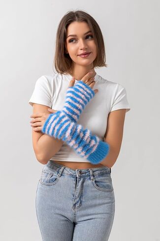 F Flammi Arm Warmers Women Kawaii Japanese Harajuku Y2k Arm Warmer for Girls Velvet Fingerless Gloves Knitted Arm Sleeve in Saudi Arabia