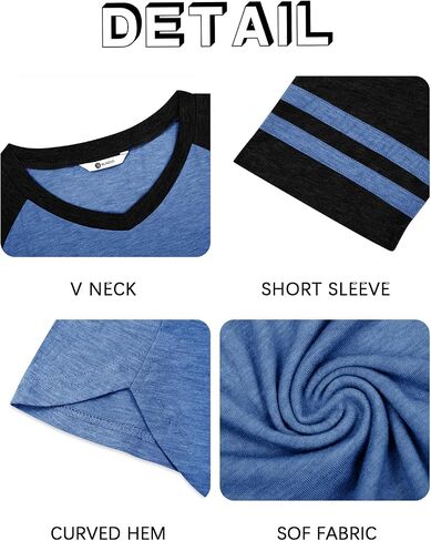 Runcati Mens Nightshirt Short Sleeve v Neck Lightgown Block Loose Fit Fit Lounge Pajama Sleepwear in Saudi Arabia
