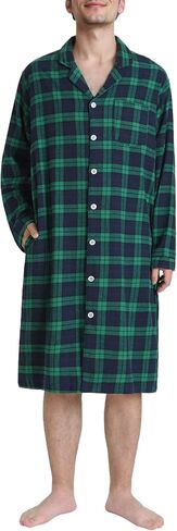 Latuza Men's Cotton Flannel Nightshirt Button Down Sleep Shirt in Saudi Arabia