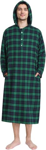 Latuza Men's Hooded Nightshirt Cotton Flannel Sleep Shirt Nightgown in Saudi Arabia