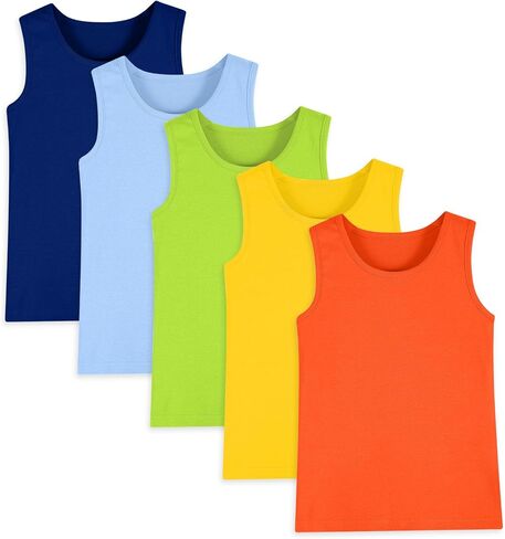 5 حزمة بويز تانك قمم القطن الداخليين الأطفال الذين يعانون من أكمام الطاقم قمم دبابات الرقبة لصالح الشباب الصغار (سن 2-16) in Kuwait