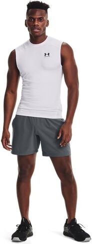 تي شيرت رجالي من Under Armour Armour HeatGear Compression بدون أكمام، (301) أخضر غابة / / أبيض، مقاس متوسط in Saudi Arabia