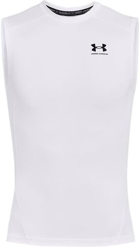 تي شيرت رجالي من Under Armour Armour HeatGear Compression بدون أكمام، (301) أخضر غابة / / أبيض، مقاس متوسط in Saudi Arabia