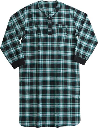 Esenchel Men's Cotton Flannel Nightshirt with Pockets in Saudi Arabia