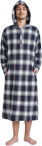Latuza Men's Hooded Nightshirt Cotton Flannel Sleep Shirt Nightgown in Saudi Arabia