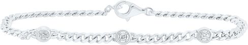 Jewels By Lux Sterling Silver White-Tone 1/6 Ctw Natural Diamond Bracelet (7 Inch) in Saudi Arabia