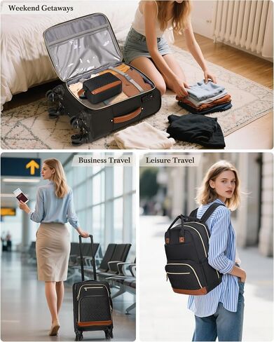 RAKERMORE CARME ON LUGGAGE 22x14x9 Airline Airline Airted ، بحقائب Softside 20 بوصة مع عجلات ، ومجموعات الأمتعة 3 قطع ، وحفلة Rolling على قفل TSA للسفر Weekender in Kuwait