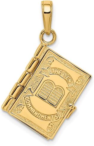Solid 14K Yellow Gold Ten Commandments Bible Pendant in Saudi Arabia