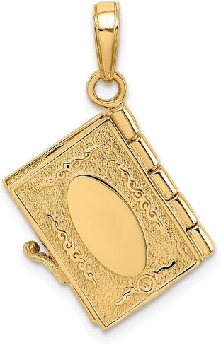 Solid 14K Yellow Gold Ten Commandments Bible Pendant in Saudi Arabia