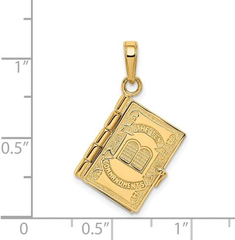 Solid 14K Yellow Gold Ten Commandments Bible Pendant in Saudi Arabia