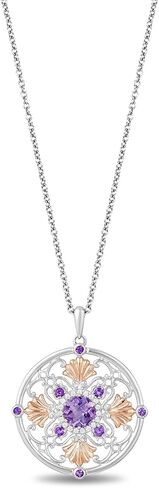 جوئلاني ساحر ديزني المجوهرات الراقية الفضية الاسترليني و 10 آلاف الذهب الوردي 1/10 CTTW Diamond Ariel Medallion Shell قلادة in Saudi Arabia