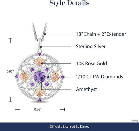 جوئلاني ساحر ديزني المجوهرات الراقية الفضية الاسترليني و 10 آلاف الذهب الوردي 1/10 CTTW Diamond Ariel Medallion Shell قلادة in Saudi Arabia