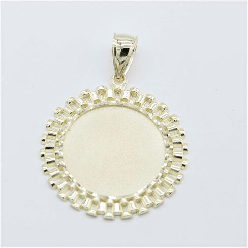10K Gold Railroad Frame Round Round Medallion قلادة صفراء حقيقية جميع الأحجام in Saudi Arabia