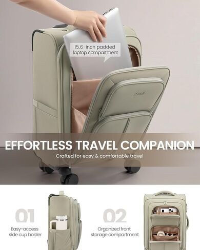 LoveVook Carry On Luggage 22x14x9 Airline Airline Airted ، 22 بوصة ، حقائب Softside مع عجلات الدوار ، حقيبة محمولة خفيفة الوزن مع TSA Lock للنساء ، أمتعة كبيرة لرحلة أعمال السفر in Saudi Arabia