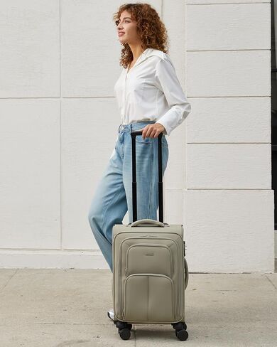 LoveVook Carry On Luggage 22x14x9 Airline Airline Airted ، 22 بوصة ، حقائب Softside مع عجلات الدوار ، حقيبة محمولة خفيفة الوزن مع TSA Lock للنساء ، أمتعة كبيرة لرحلة أعمال السفر in Saudi Arabia