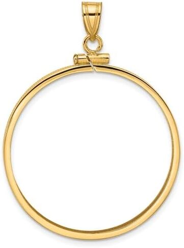 Coin Bezel Pendant - Wideband Distinguished 14K Yellow White Gold Coin Bezel Pendant Mounting - 13mm-39.5mm Coin Size - Polished Screw Top in Saudi Arabia