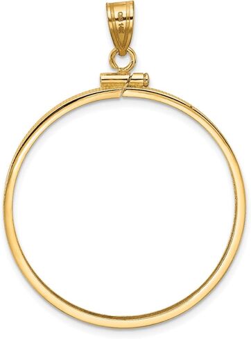 Coin Bezel Pendant - Wideband Distinguished 14K Yellow White Gold Coin Bezel Pendant Mounting - 13mm-39.5mm Coin Size - Polished Screw Top in Saudi Arabia
