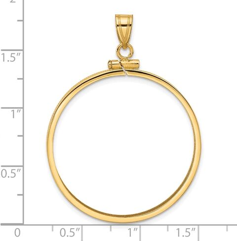 Coin Bezel Pendant - Wideband Distinguished 14K Yellow White Gold Coin Bezel Pendant Mounting - 13mm-39.5mm Coin Size - Polished Screw Top in Saudi Arabia
