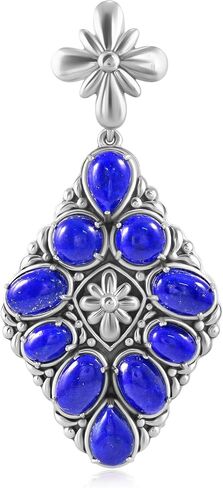 American West Jewelry Sterling Silver Genuine Gemstone Diamond Shaped Cluster Pendant Enhancer in Saudi Arabia