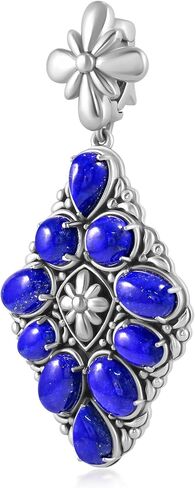 American West Jewelry Sterling Silver Genuine Gemstone Diamond Shaped Cluster Pendant Enhancer in Saudi Arabia