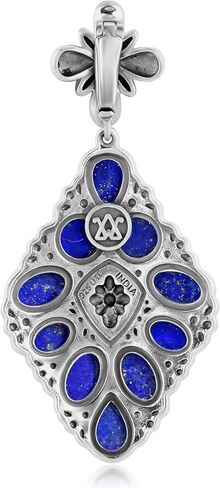 American West Jewelry Sterling Silver Genuine Gemstone Diamond Shaped Cluster Pendant Enhancer in Saudi Arabia
