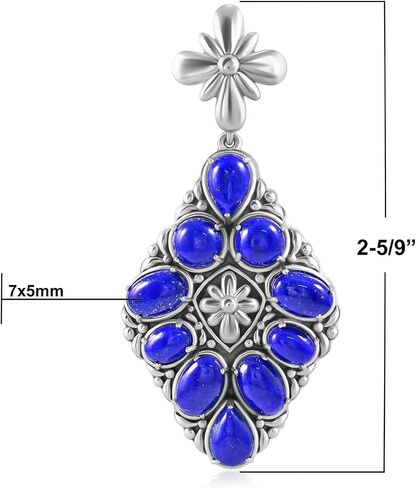 American West Jewelry Sterling Silver Genuine Gemstone Diamond Shaped Cluster Pendant Enhancer in Saudi Arabia
