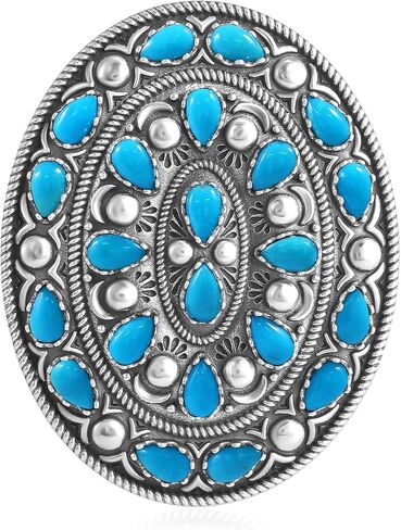 American West Jewelry Sterling Silver Genuine Gemstone Cluster Gemstone Oval Pendant Enhancer in Saudi Arabia