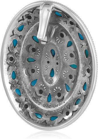 American West Jewelry Sterling Silver Genuine Gemstone Cluster Gemstone Oval Pendant Enhancer in Saudi Arabia