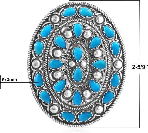 American West Jewelry Sterling Silver Genuine Gemstone Cluster Gemstone Oval Pendant Enhancer in Saudi Arabia