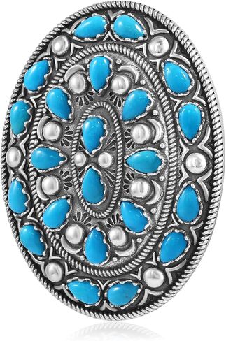 American West Jewelry Sterling Silver Genuine Gemstone Cluster Gemstone Oval Pendant Enhancer in Saudi Arabia