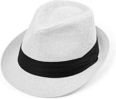 قبعة Trilby Trilby Fedora للرجال نساء النساء في 1920s قبعة بنما قصيرة شاطئ شاطئ شاطئ الصيف مع الفرقة in Kuwait