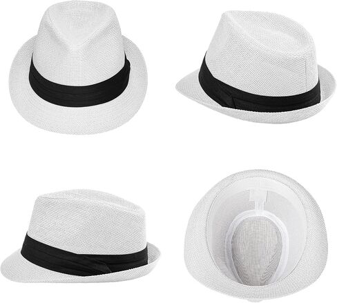 قبعة Trilby Trilby Fedora للرجال نساء النساء في 1920s قبعة بنما قصيرة شاطئ شاطئ شاطئ الصيف مع الفرقة in Kuwait
