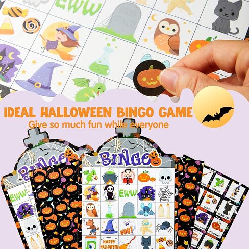 JOYIN 28 Player Halloween Themed Bingo Game Card for School/Family Activities Halloween Party Gifts Halloween Crafts for Classroom School Supplies Board Games in Saudi Arabia