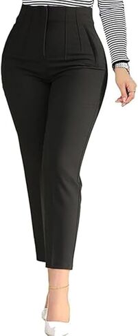Womens High Waisted Pants 2025 Trendy Pleated Straight Leg Dress Pant Business Work Casual Trousers in Kuwait