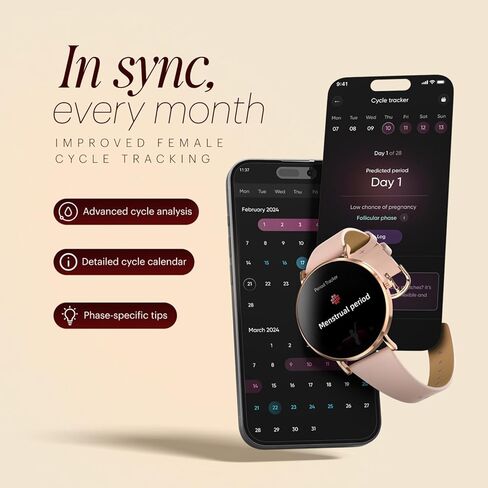 Noisefit Diva 2 Fashion Smartwatch for Women-عرض 36 مم AMOLED ، أنيقة ، النهاية المعدنية ، تعقب دورة الإناث ، النوم ، مساعد صوت الذكاء الاصطناعي ، 100+ الرياضة ، الصحة ، اللياقة البدنية ، بطارية لمدة 7 أيام (رابط الورد) in Saudi Arabia