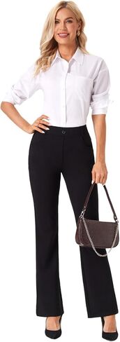 viehunt Womens Straight Leg Stretchy Dress Work Pants Business Office Casual Slacks with Pockets in Kuwait