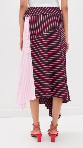 Marques'Almeida Women's Limged Stripes Patchwork Wrap Midi Skirt in Saudi Arabia