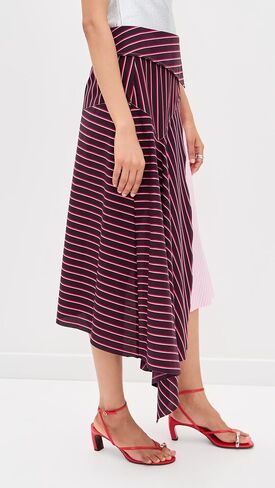 Marques'Almeida Women's Limged Stripes Patchwork Wrap Midi Skirt in Saudi Arabia