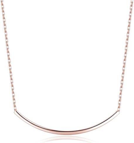 Sluynz Solid 925 Sterling Silver Minimalist Bar Bar Necklace للنساء المراهقات منحني أنبوب شريط قلادة قلادة in Kuwait