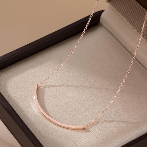 Sluynz Solid 925 Sterling Silver Minimalist Bar Bar Necklace للنساء المراهقات منحني أنبوب شريط قلادة قلادة in Kuwait