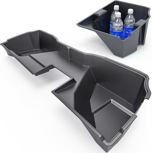 صندوق تخزين خلفي مطور أسفل المقعد من oEdRo متوافق مع 2014-2018 شيفروليه سيلفرادو/جي إم سي سييرا 1500، 2015-2019 سيلفرادو/سييرا 2500HD 3500 HD طاقم الكابينة - منظم أسود فريد 2 في 1 تحت المقعد in Kuwait