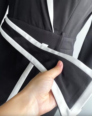 نلادة أمامية تشيكم للنساء 2025 ألواح التباين طويلة الأكمام ذات الأكمام الطويلة المنقوقة على الكتفين بذلة غير رسمية in Kuwait