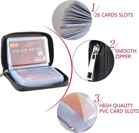Easyoulife Leature Leather Card Card Szipper Wallet مع 26 فتحات بطاقة in Kuwait