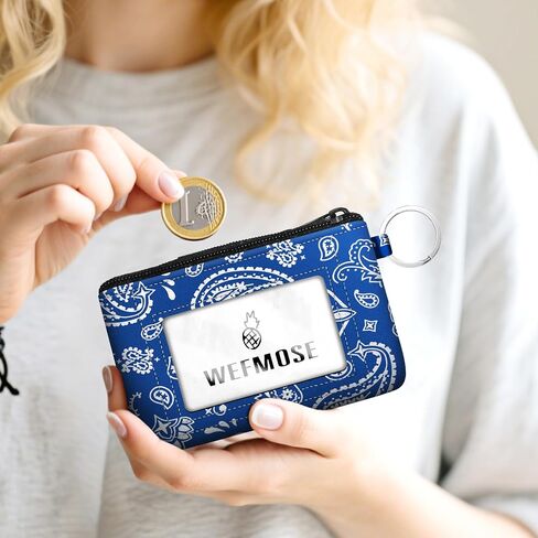 RFID Small Wallet Keychain with Clear ID Window Zipper Cute ID Case Coin Purse for Women Water Resistant Coin Pouch-Moon and Star Keychain Wallet in Saudi Arabia