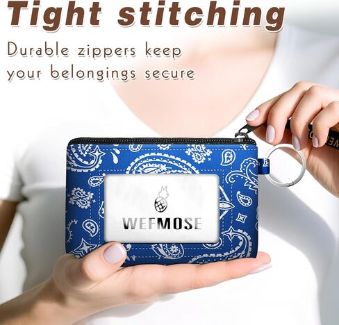 RFID Small Wallet Keychain with Clear ID Window Zipper Cute ID Case Coin Purse for Women Water Resistant Coin Pouch-Moon and Star Keychain Wallet in Saudi Arabia