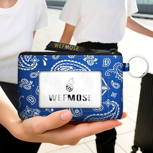 RFID Small Wallet Keychain with Clear ID Window Zipper Cute ID Case Coin Purse for Women Water Resistant Coin Pouch-Moon and Star Keychain Wallet in Saudi Arabia
